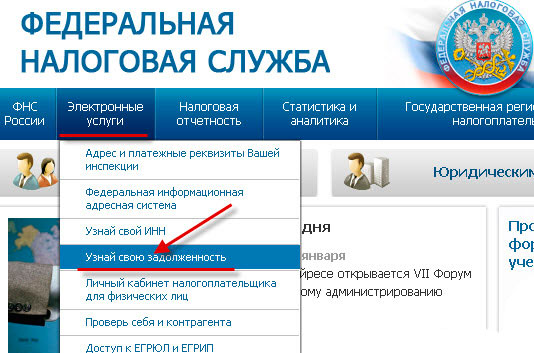 موقع دائرة الضرائب الفيدرالية للاتحاد الروسي والتحقق من الديون الضريبية